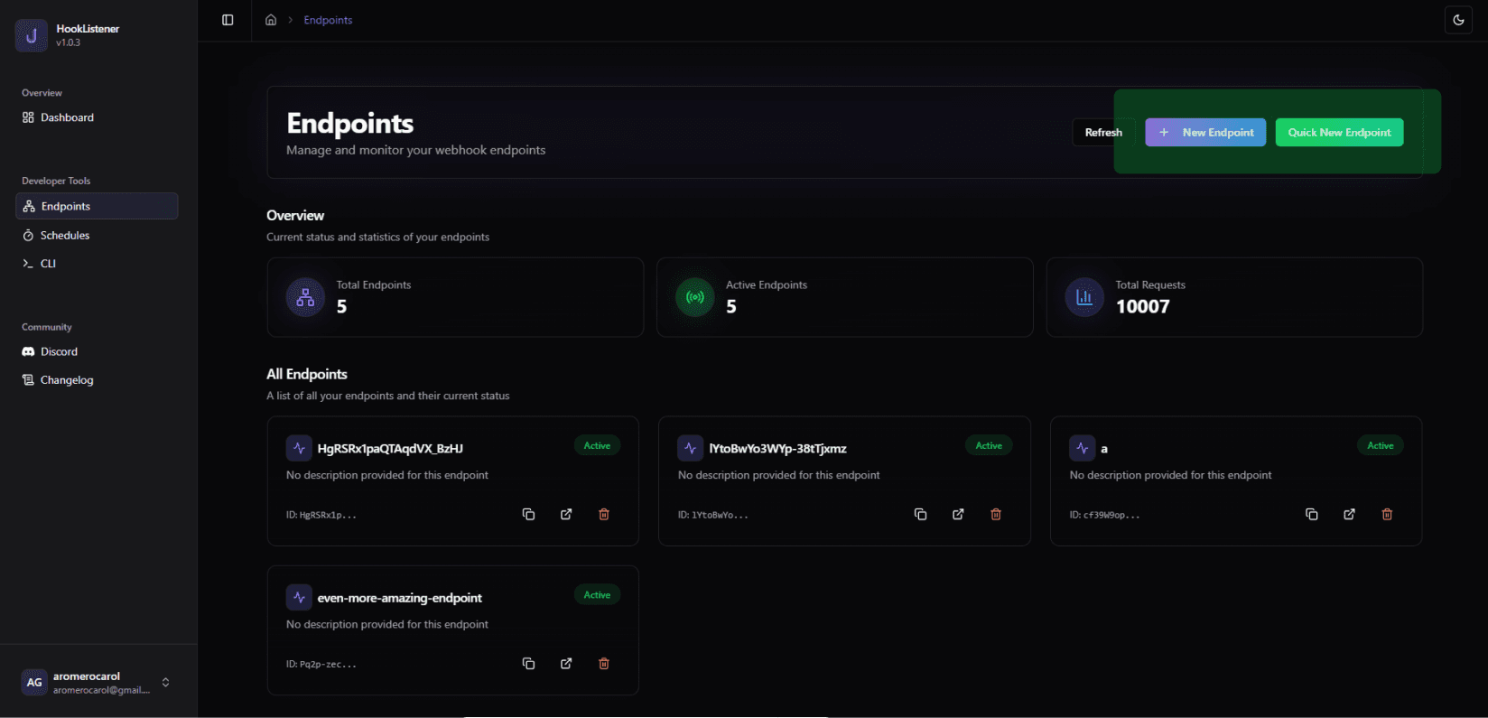 Navigation to Endpoints section