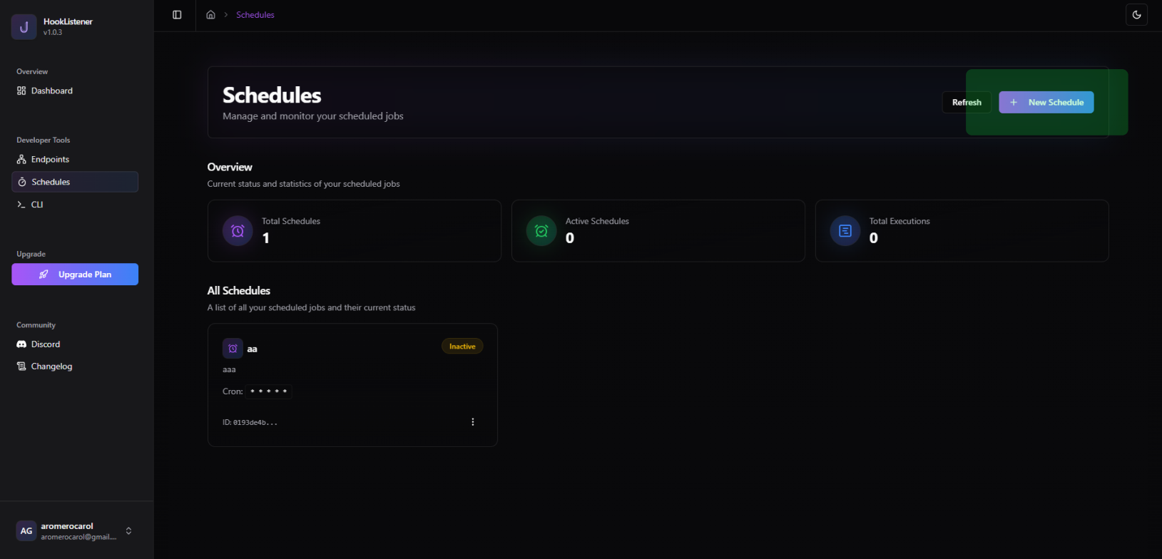 Navigation to Schedules section